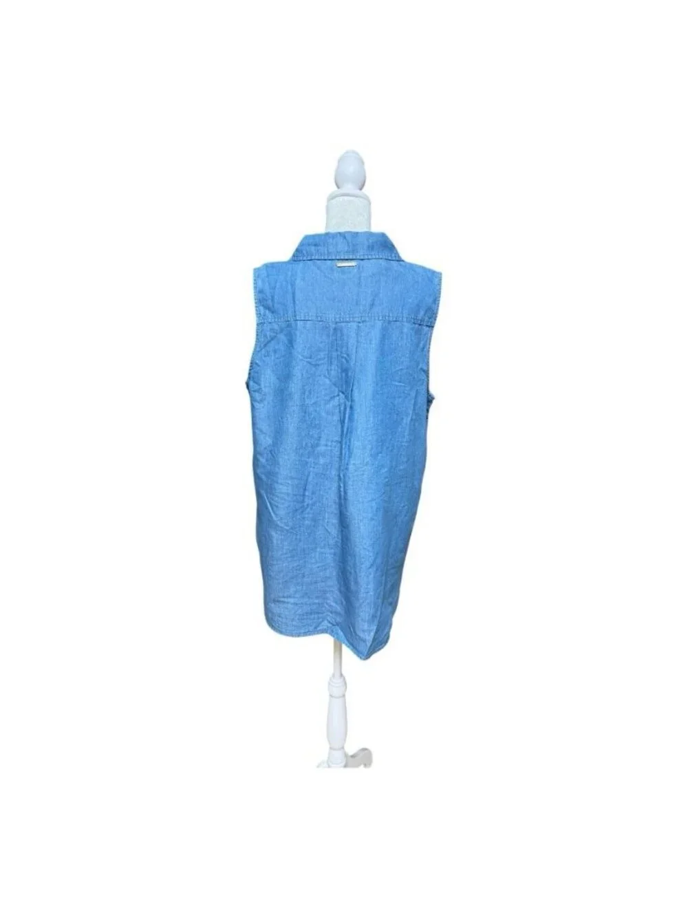 NWT Michael Michael Kors XL Chambray Sleeveless Button Front Top Floral